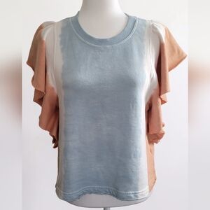 Michael Stars Ariana Flutter Tie Dye Sweatshirt, Blue Peach, Boho, Women's Small